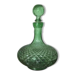 Carafe empoli made in italy verre pointe de diamant années 60 70