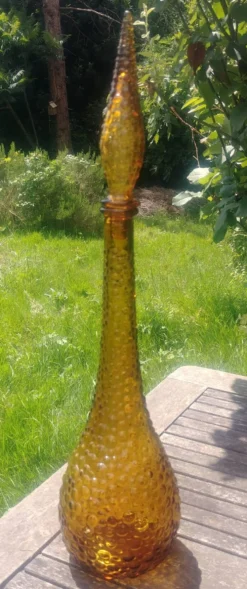 Carafe en verre de la verrerie Empoli- couleur ambré vintage -années 70.