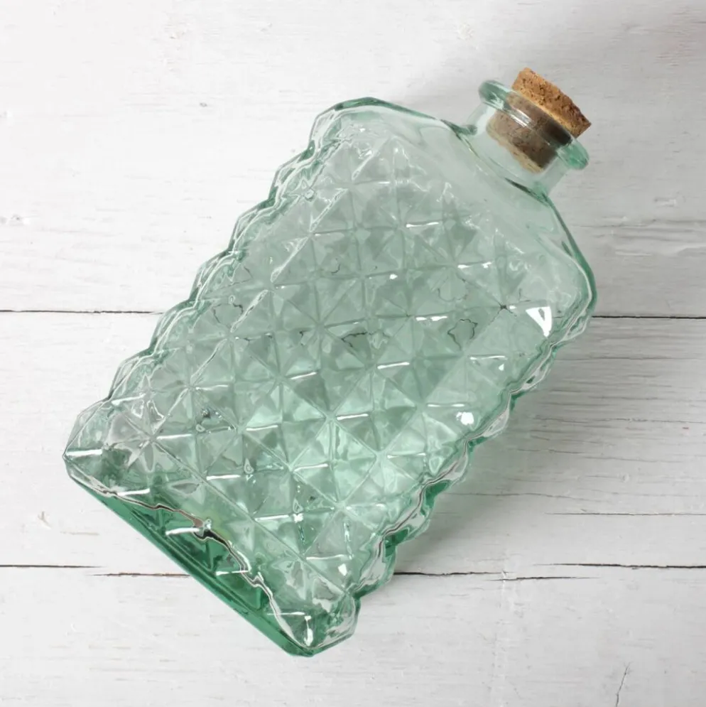 Carafe en verre vert de Géorgie avec bouchon en liège / Espagne / années 1990