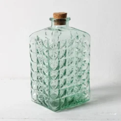 Carafe en verre vert de Géorgie avec bouchon en liège / Espagne / années 1990