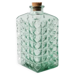 Carafe en verre vert de Géorgie avec bouchon en liège / Espagne / années 1990