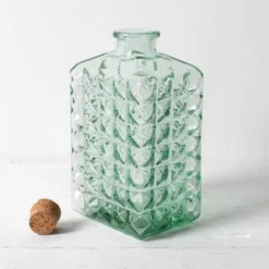 Carafe en verre vert de Géorgie avec bouchon en liège / Espagne / années 1990