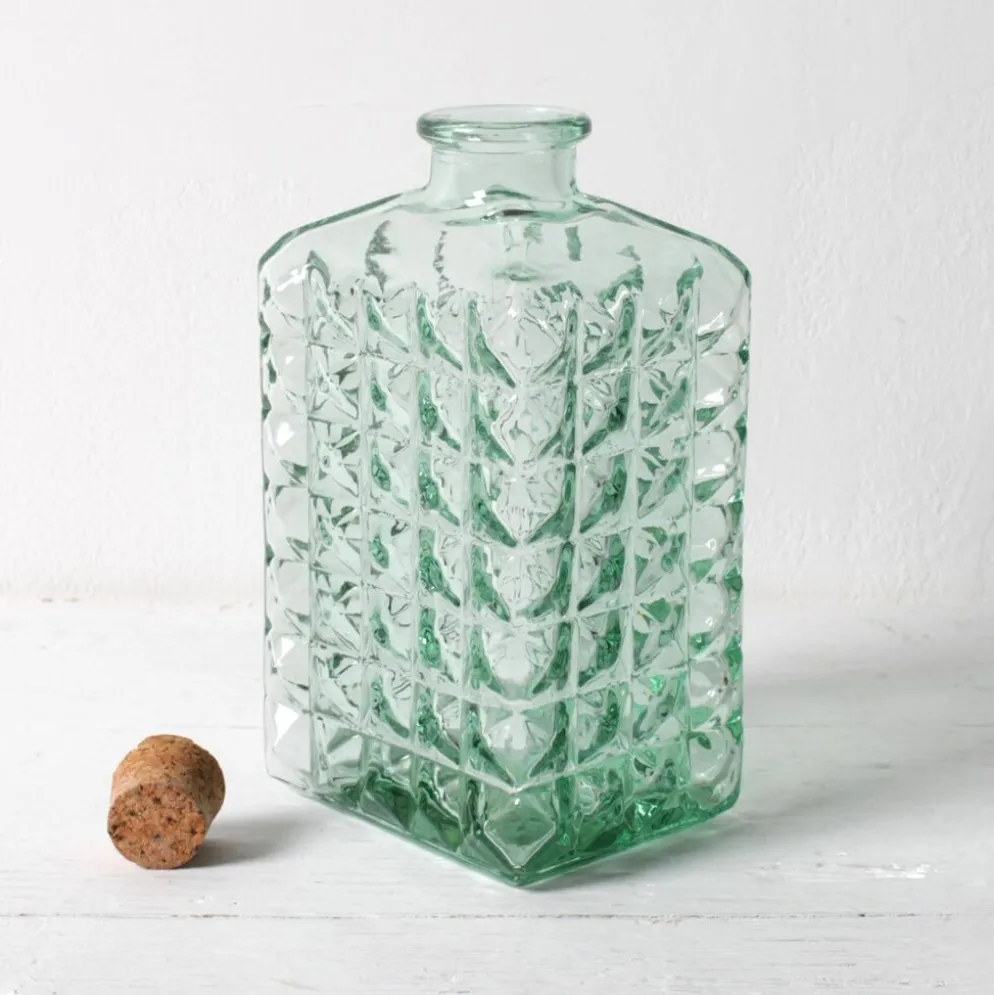 Carafe en verre vert de Géorgie avec bouchon en liège / Espagne / années 1990