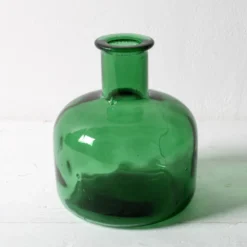 Carafe en verre vert émeraude / bouteille de génie avec bouchon / Empoli / années 1960