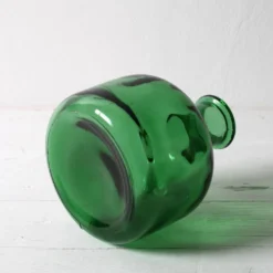 Carafe en verre vert émeraude / bouteille de génie avec bouchon / Empoli / années 1960