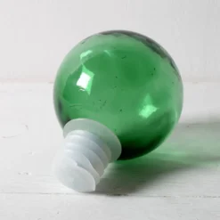 Carafe en verre vert émeraude / bouteille de génie avec bouchon / Empoli / années 1960