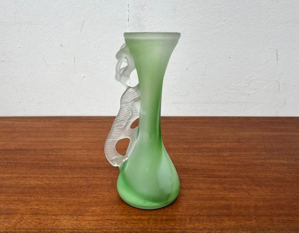 Carafe et bol en verre d'art français vintage, années 1970, ensemble de 2