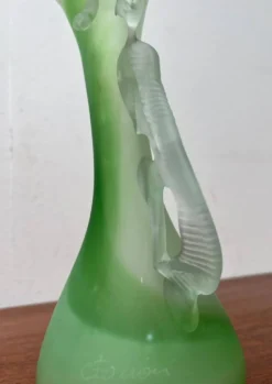 Carafe et bol en verre d'art français vintage, années 1970, ensemble de 2