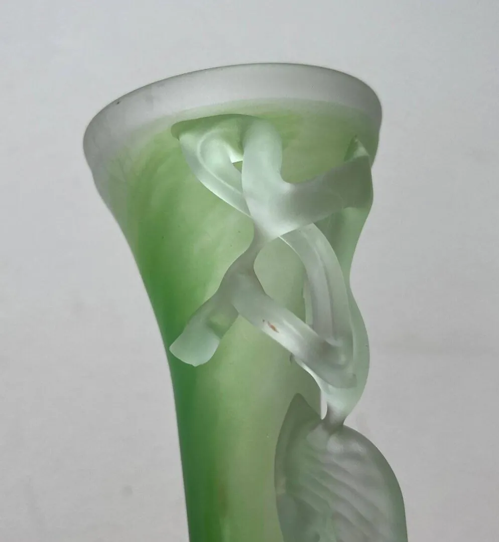 Carafe et bol en verre d'art français vintage, années 1970, ensemble de 2