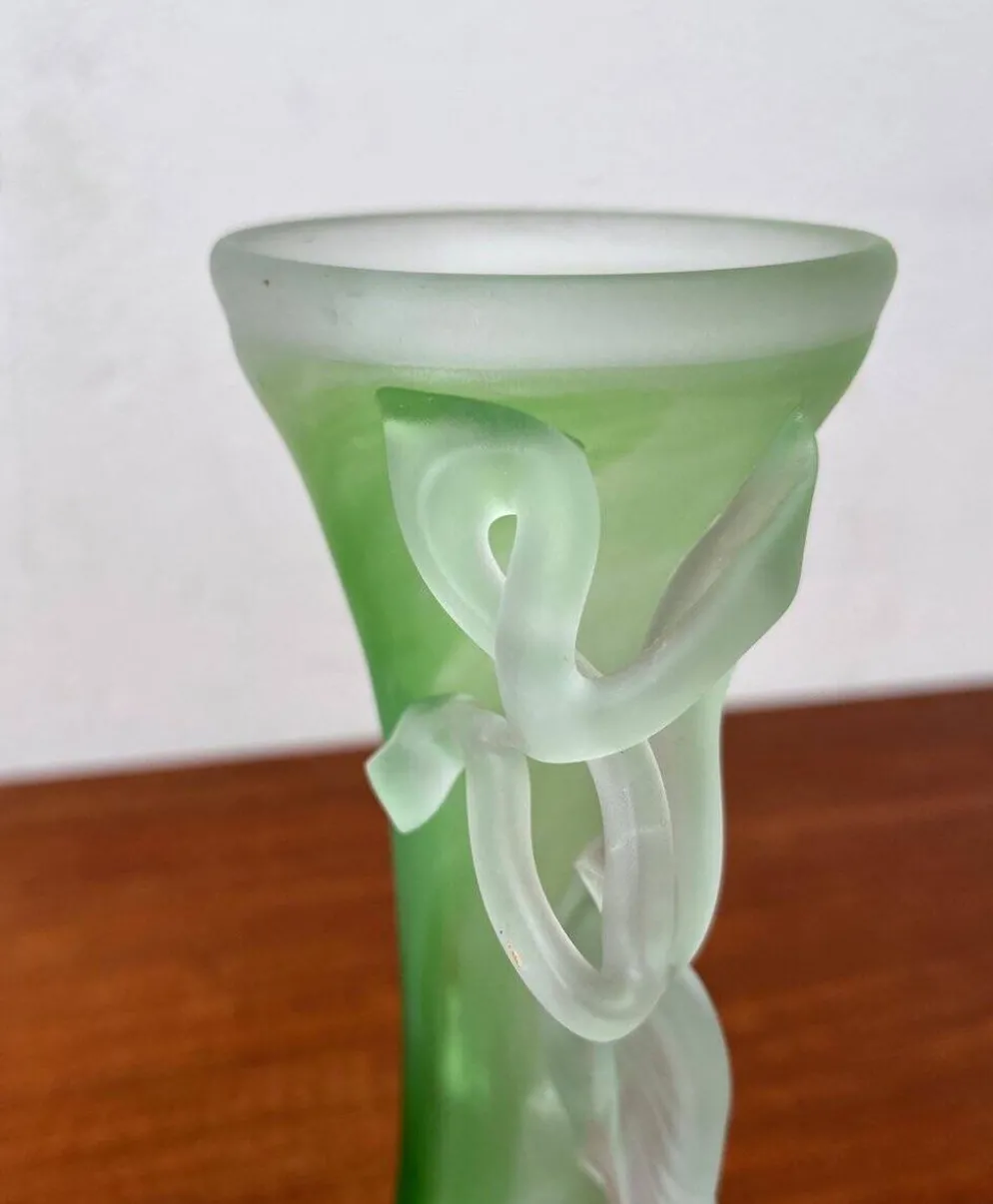 Carafe et bol en verre d'art français vintage, années 1970, ensemble de 2