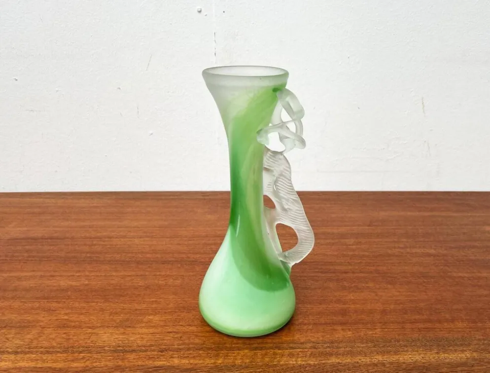 Carafe et bol en verre d'art français vintage, années 1970, ensemble de 2