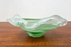 Carafe et bol en verre d'art français vintage, années 1970, ensemble de 2