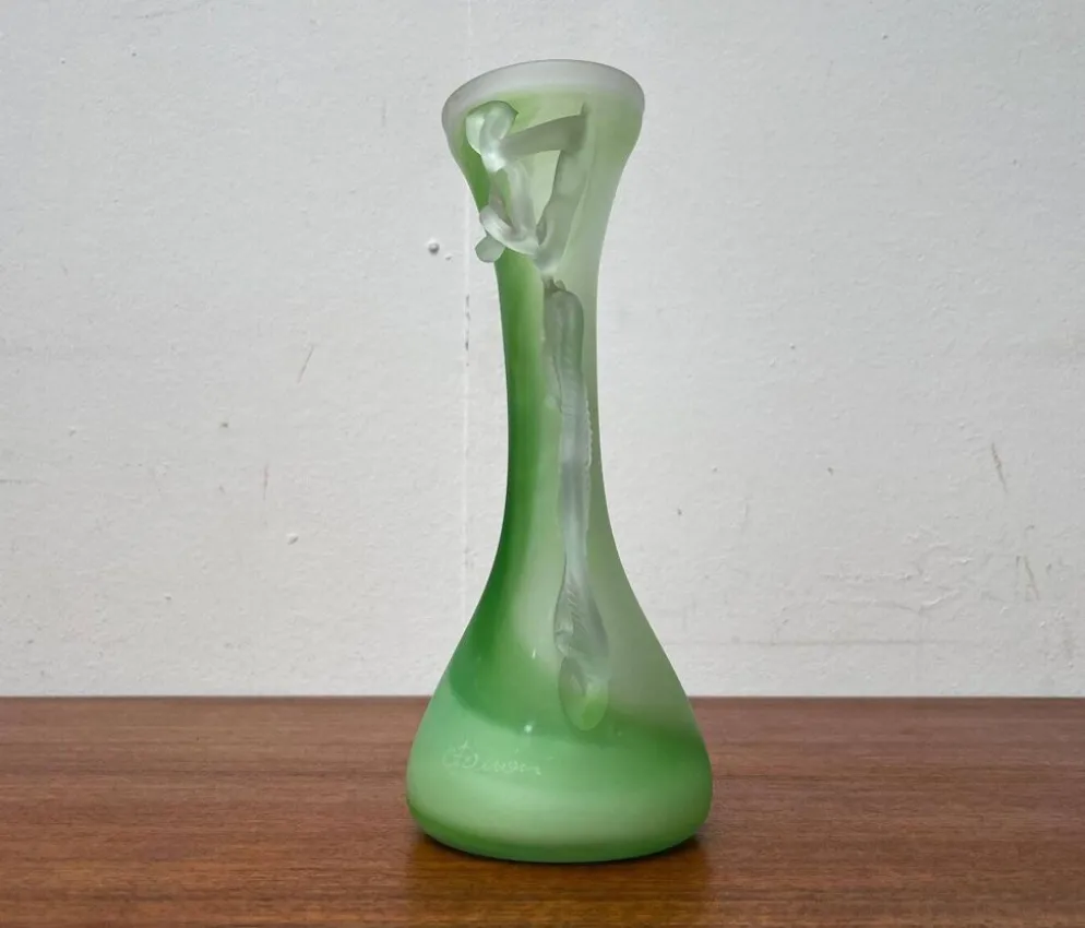 Carafe et bol en verre d'art français vintage, années 1970, ensemble de 2