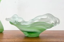 Carafe et bol en verre d'art français vintage, années 1970, ensemble de 2