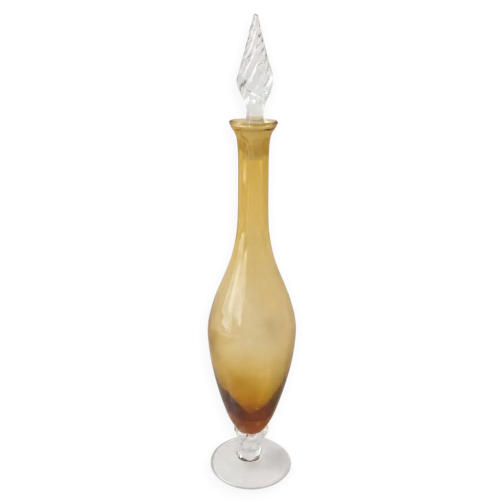 Carafe italienne en verre jaune années 60