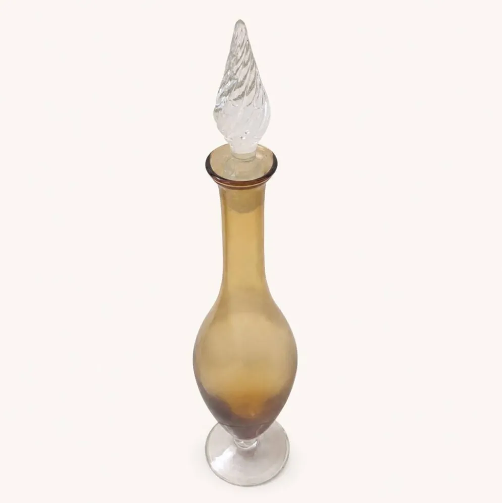 Carafe italienne en verre jaune années 60