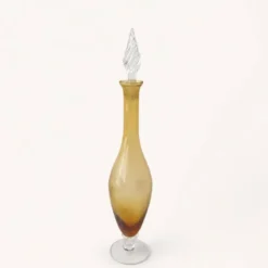 Carafe italienne en verre jaune années 60