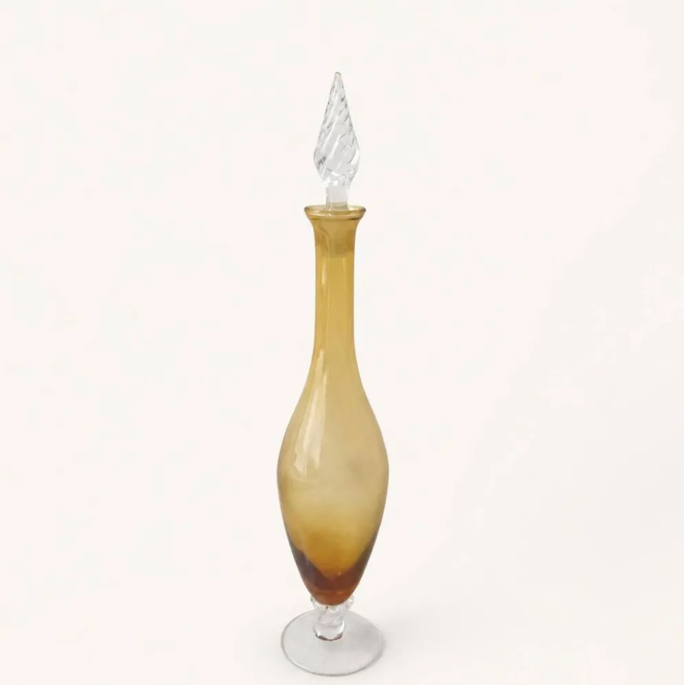 Carafe italienne en verre jaune années 60