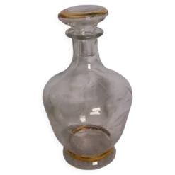 Carafe à liqueur avec bouchon, décor fleurs et dorures
