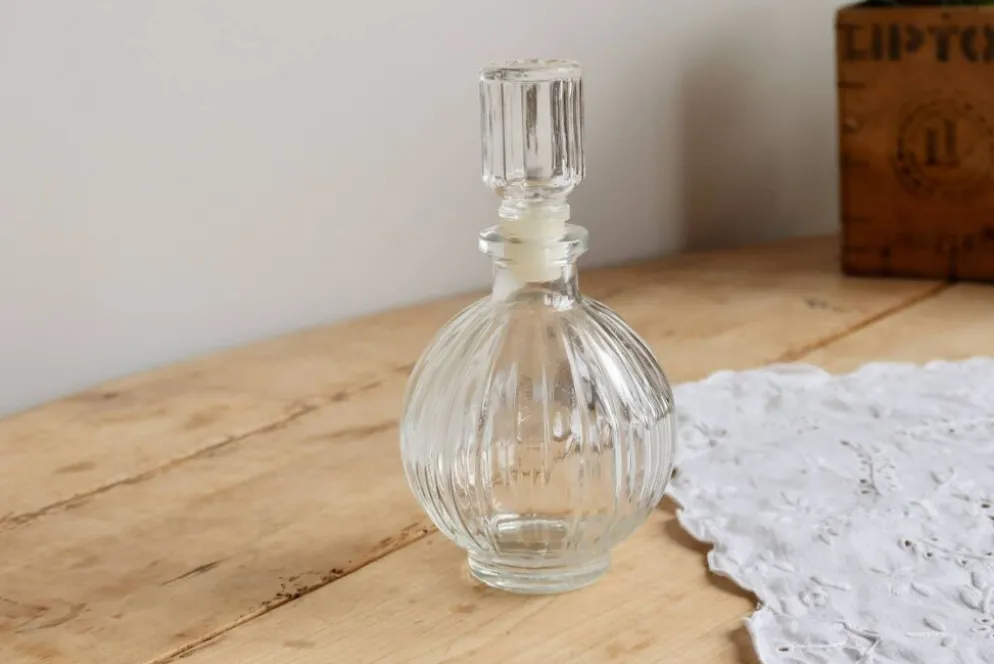 Carafe à liqueur vintage en verre strié