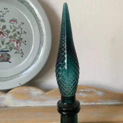 Carafe vintage Empoli en verre avec bouchon , Italy années 70