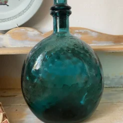 Carafe vintage Empoli en verre avec bouchon , Italy années 70