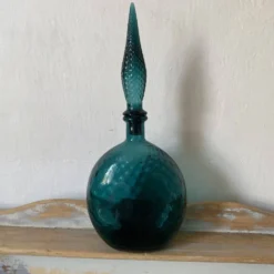 Carafe vintage Empoli en verre avec bouchon , Italy années 70