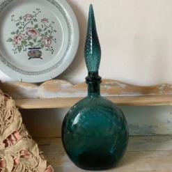 Carafe vintage Empoli en verre avec bouchon , Italy années 70