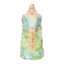 Carafe vintage en céramique avec motif de perroquet, 30 cm.