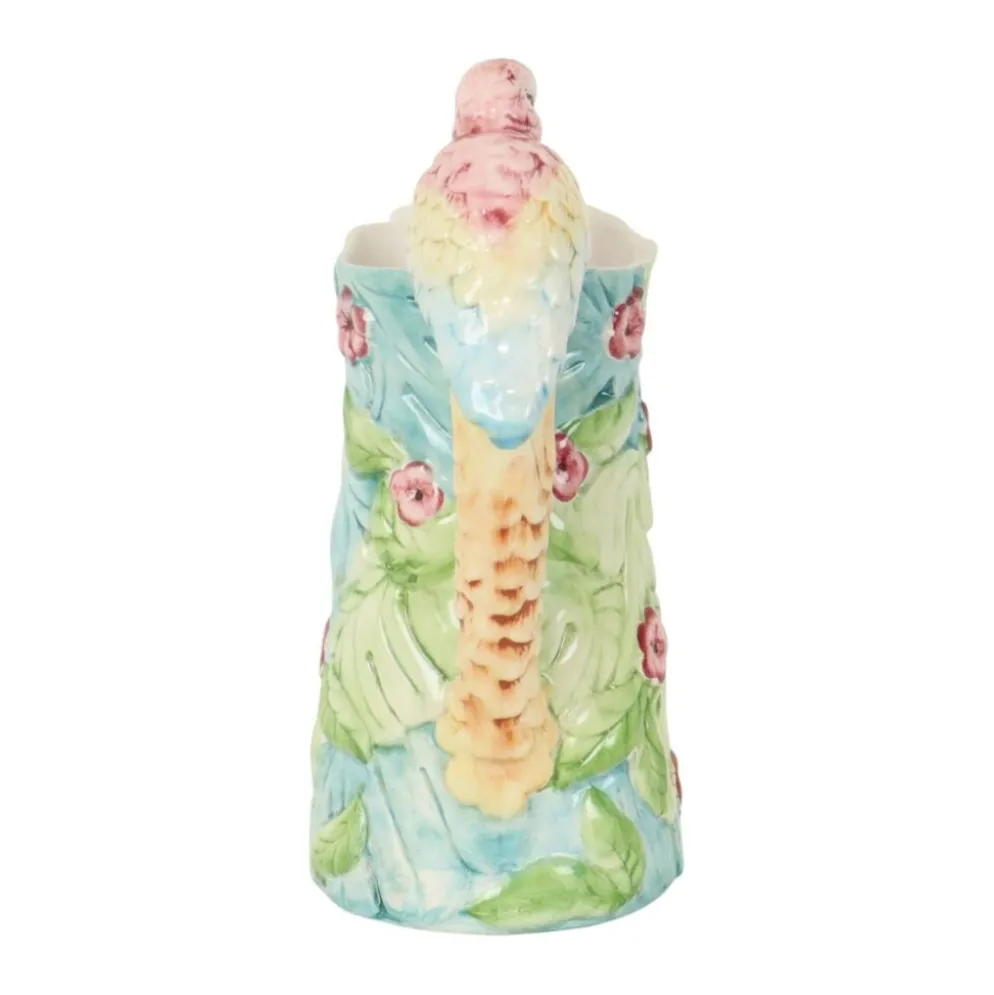 Carafe vintage en céramique avec motif de perroquet, 30 cm.