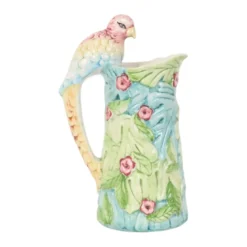 Carafe vintage en céramique avec motif de perroquet, 30 cm.