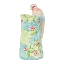 Carafe vintage en céramique avec motif de perroquet, 30 cm.