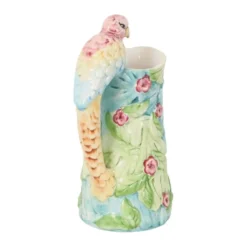 Carafe vintage en céramique avec motif de perroquet, 30 cm.