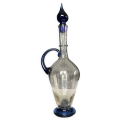 Carafe vintage en pâte de verre soufflé et bullé