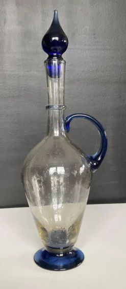 Carafe vintage en pâte de verre soufflé et bullé