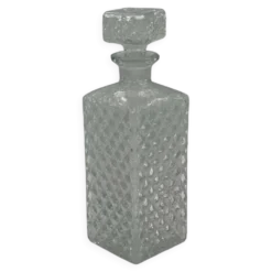 Carafe vintage en verre cristal avec bouchon — motif taillé en losanges