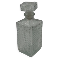 Carafe vintage en verre pressé avec bouchon