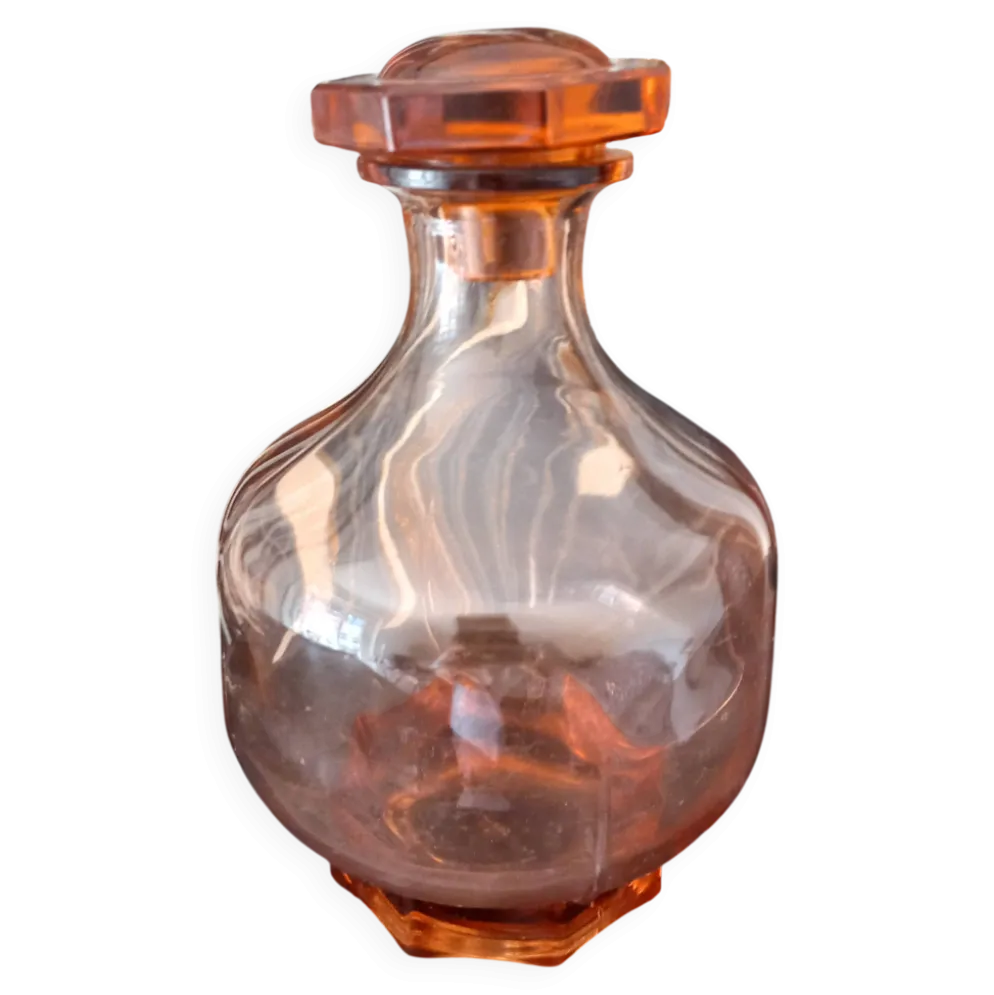 Carafe vintage en verre rose orangé, style rétro-chic