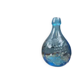 Carafe vintage italienne bleu aqua «Jus de Fruits», Verre relief Casadis Milano