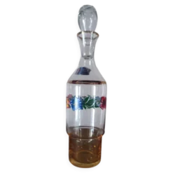 Carafe vintage italienne en verre décor floral – Made in Italy – H. 29