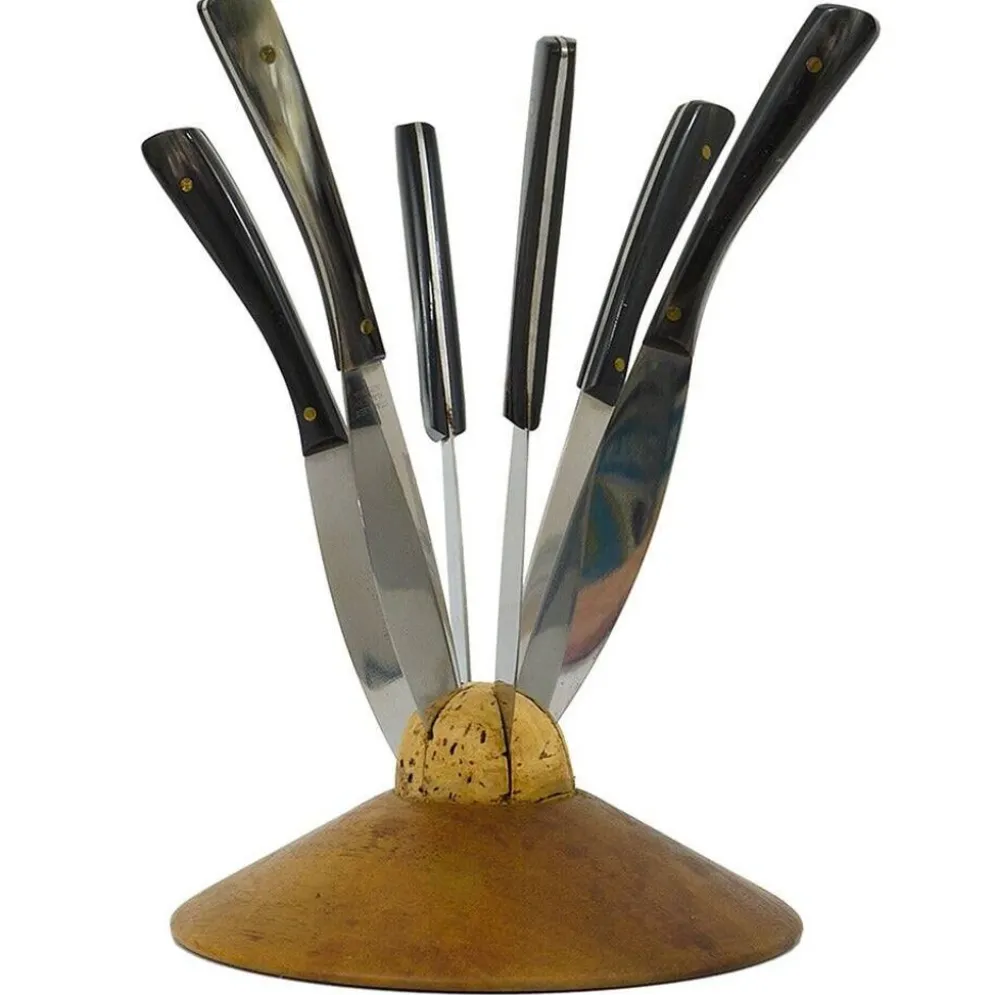 Carl Aubock II Porte-Couteaux en Noyer avec 6 Couteaux Amboss, Autriche, Années 1950