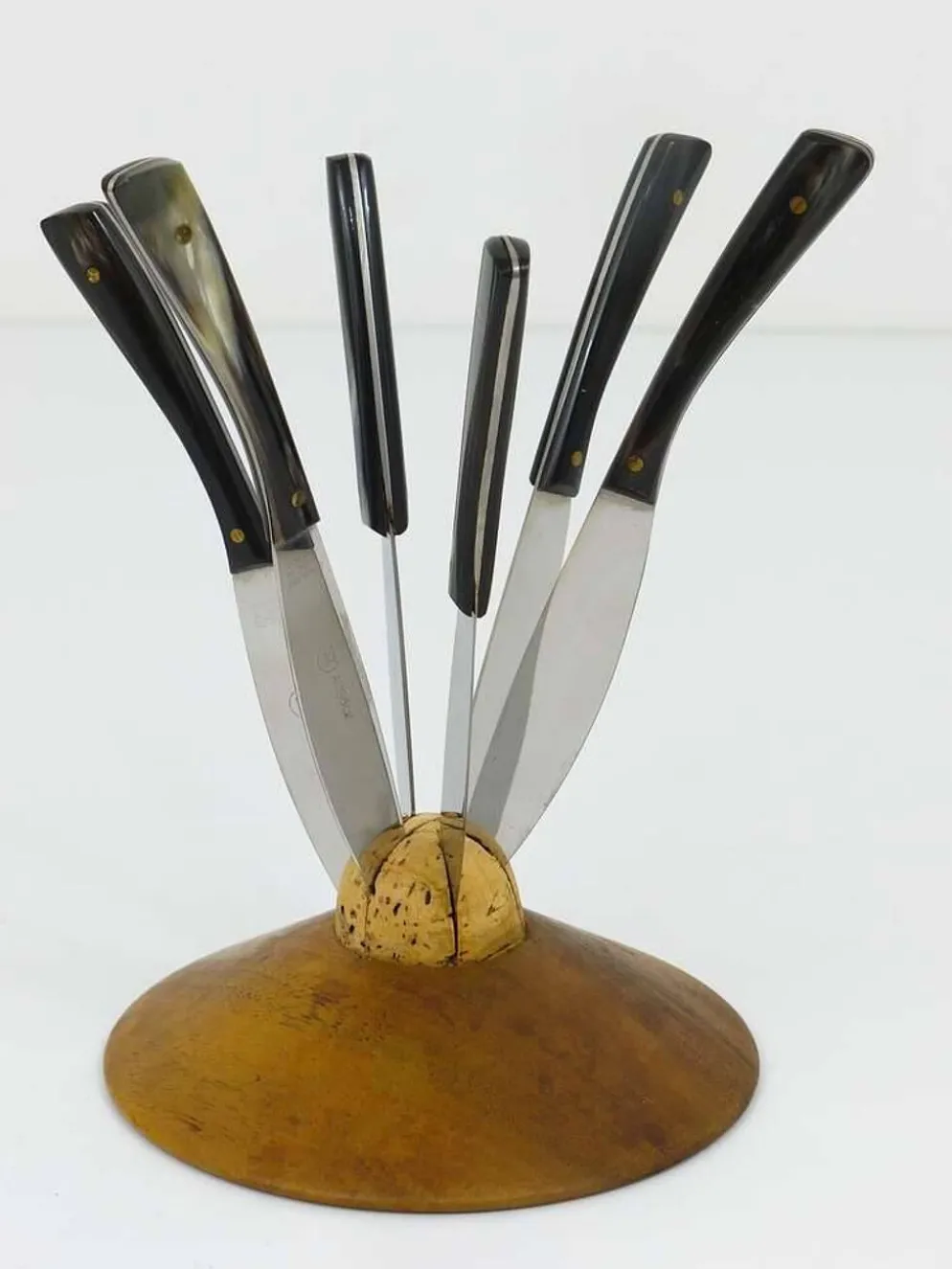 Carl Aubock II Porte-Couteaux en Noyer avec 6 Couteaux Amboss, Autriche, Années 1950
