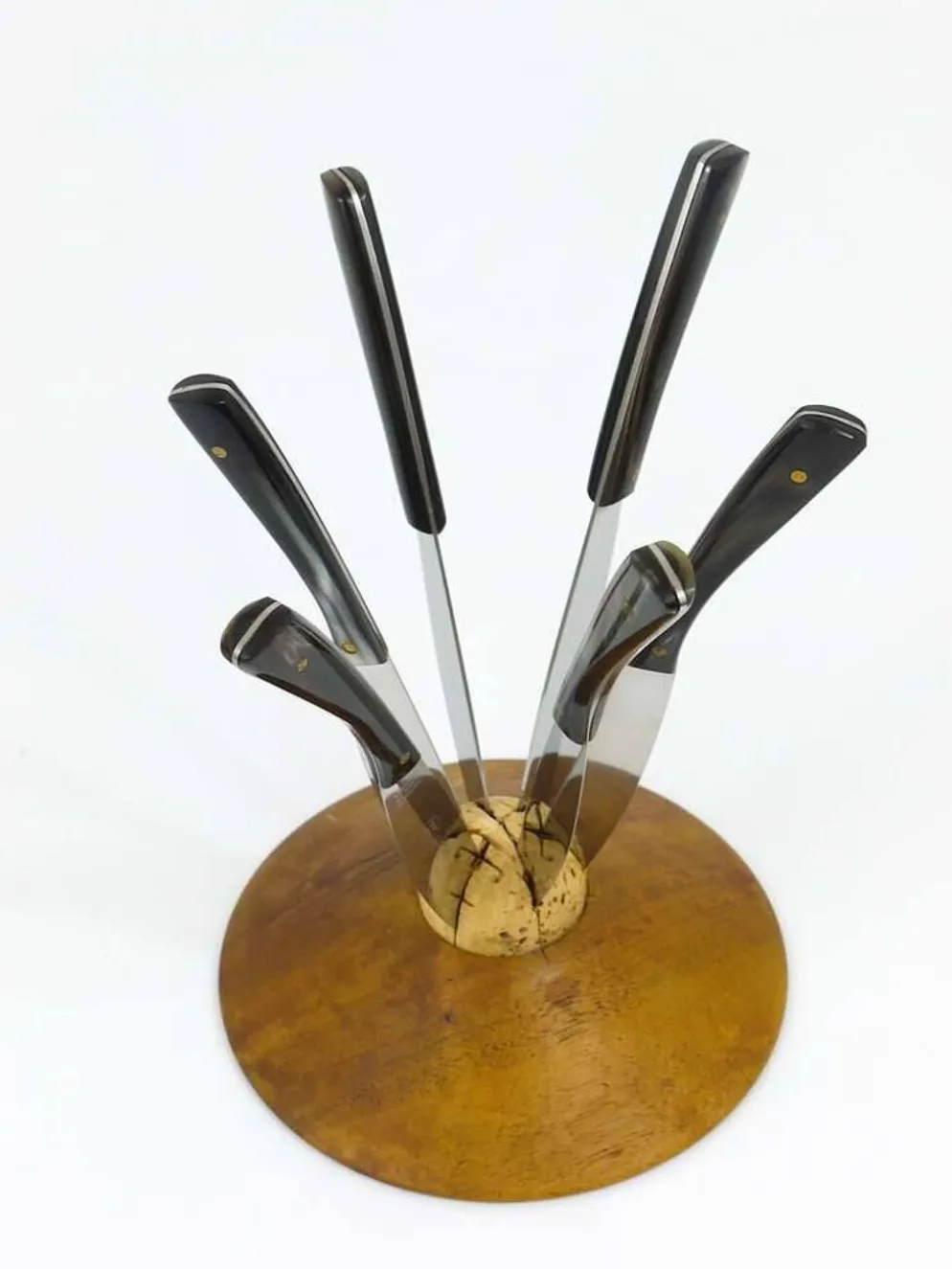 Carl Aubock II Porte-Couteaux en Noyer avec 6 Couteaux Amboss, Autriche, Années 1950