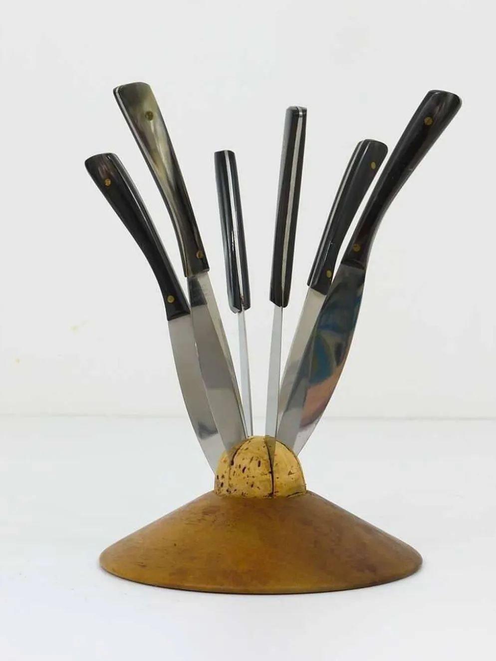 Carl Aubock II Porte-Couteaux en Noyer avec 6 Couteaux Amboss, Autriche, Années 1950
