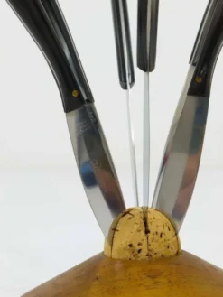 Carl Aubock II Porte-Couteaux en Noyer avec 6 Couteaux Amboss, Autriche, Années 1950