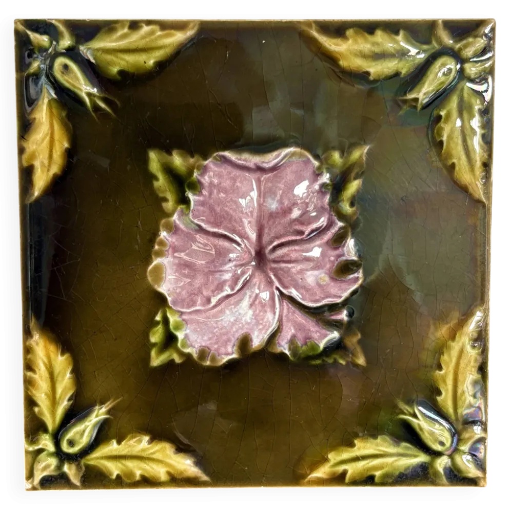 Carreau céramique ancien Art Nouveau 1900