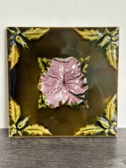 Carreau céramique ancien Art Nouveau 1900