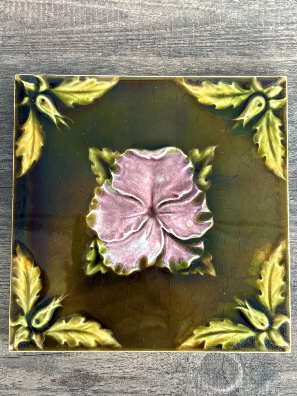 Carreau céramique ancien Art Nouveau 1900