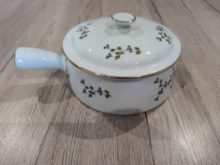 Casserole à Soupe Coverte Porcelaine MP Tours Bleuets Vintage