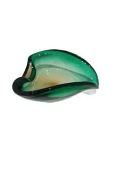 Cendrier, verre vert-brun, conçu par E. Beranek, Škrdlovice, Tchécoslovaquie